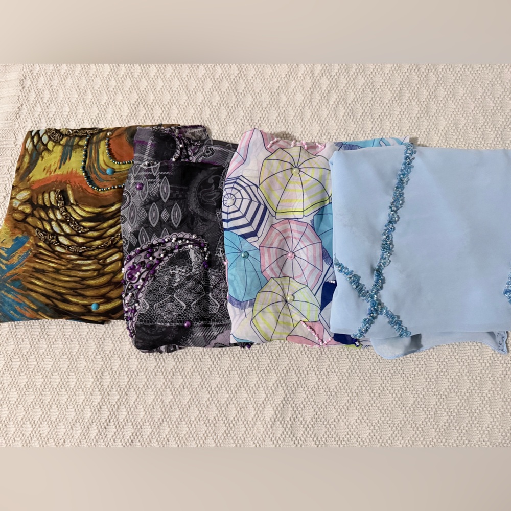 Colorful Patterned Scarves Set , chiffon hijab